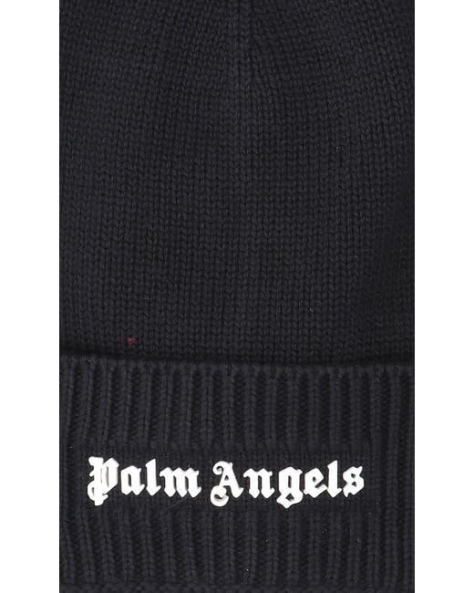 Palm Angels Blue Logo Detailed Beanie for men