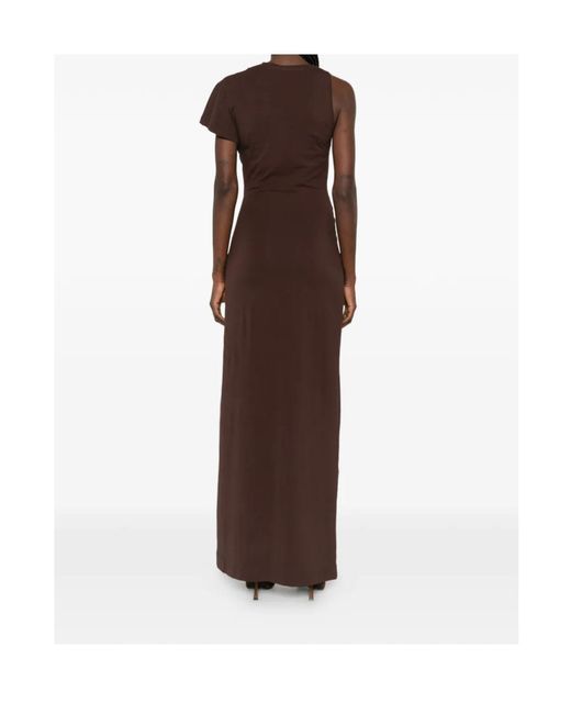 Christopher Esber Brown Crystal-Pendant Twisted Maxi Dress