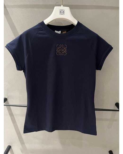 Loewe Blue Slim Anagram Embroidered T-Shirt