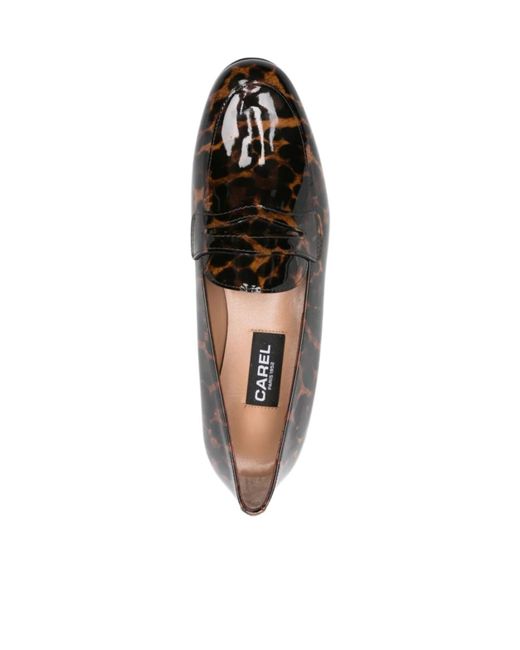 CAREL PARIS Brown 2100 Leopard-Print Penny Loafers