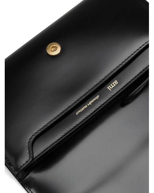 AMI Black Logo Plaque Press-Stud Fastened Wallet for men