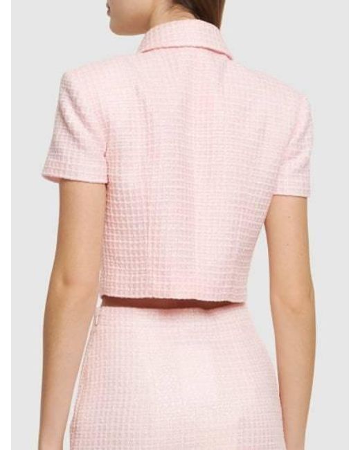 Alessandra Rich Pink Bowtie Tweed Jacket