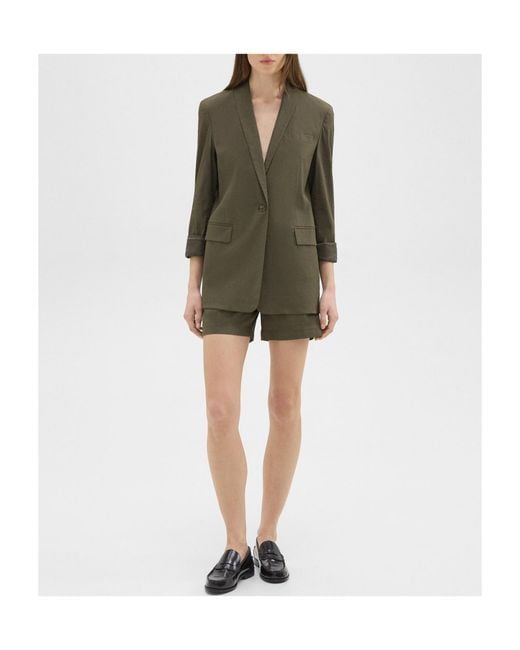 Theory Green Single-Button Lapel Jacket