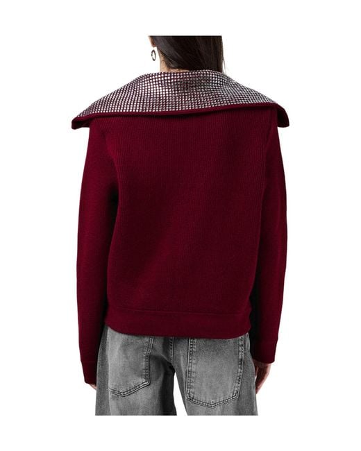 Self-Portrait Red Diamante Knitted Jumper