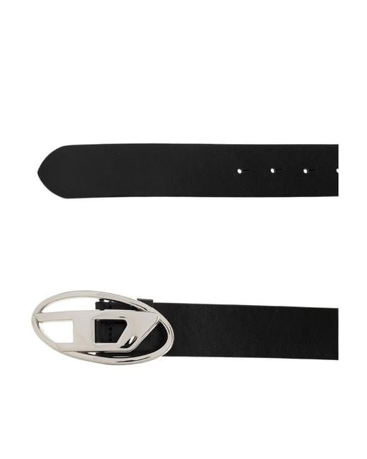 DIESEL White Logo Belt for men