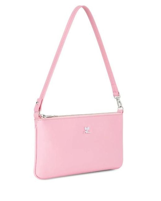 Courreges Pink Courrèges Zipped Leather Pouch Bag