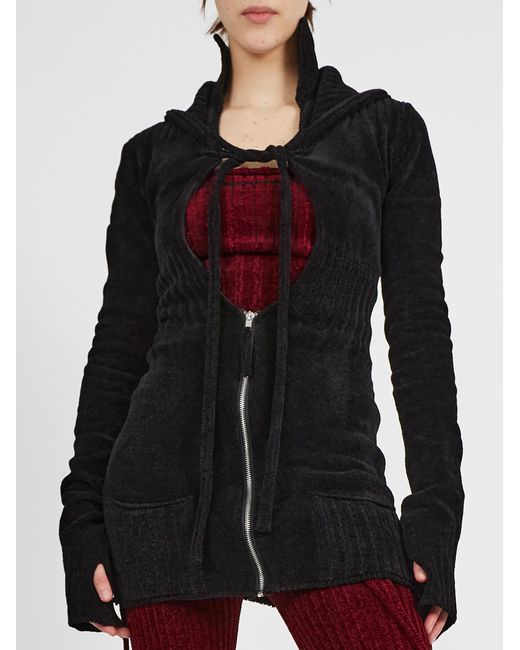 OTTOLINGER Black Hooded Zip-Front Mini Dress
