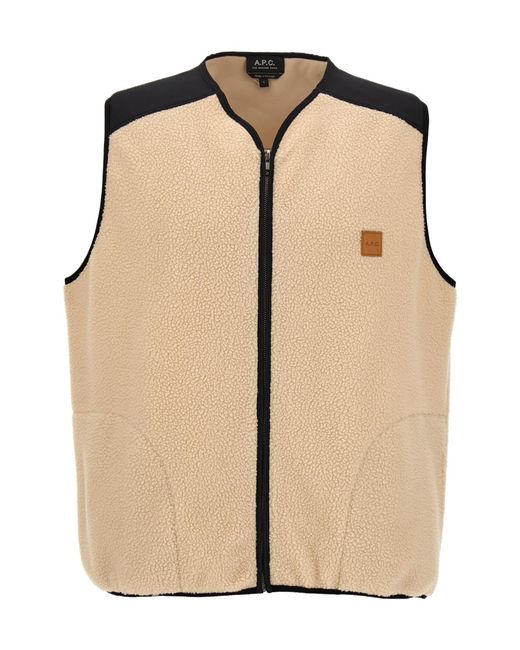 A.P.C. Natural Nate Logo Patch Zip-Up Vest for men