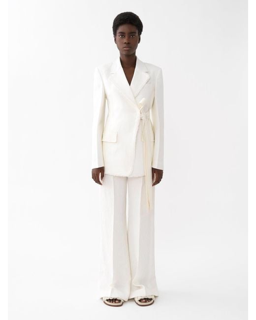 Chloé White Wide-Legged Casual Pants