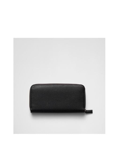 Prada Black Logo Plaque Zip-Around Wallet for men