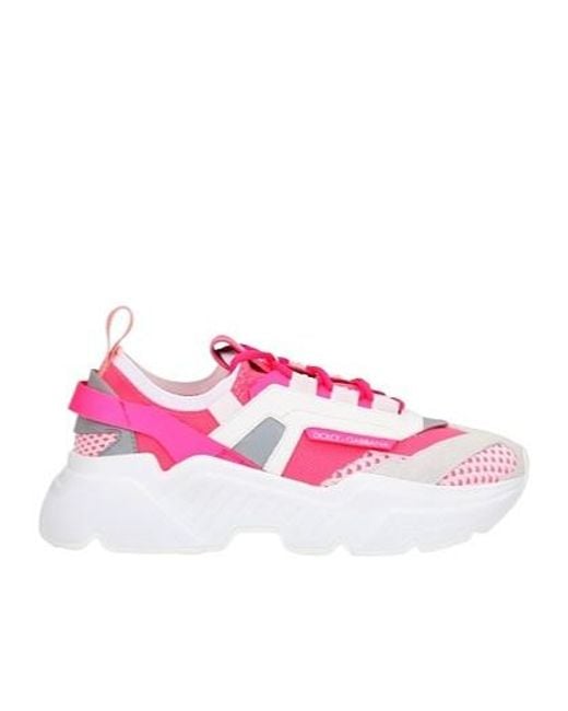 Dolce & Gabbana Pink Laced Thick-Soled Shoes