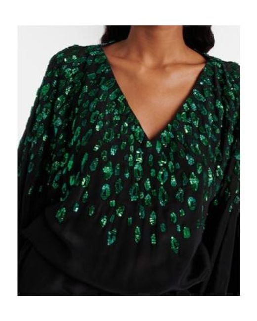 Roberto Cavalli Black Sequined Silk Gown