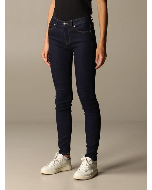 Moschino Blue Logo Embroidered Skinny Jeans