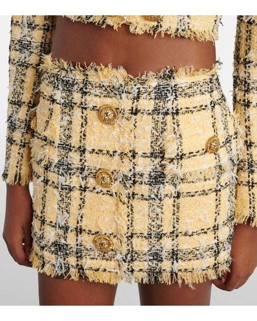 Balmain Metallic Sequined Cotton-Blend Tweed Miniskirt