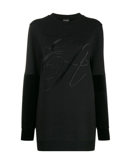 Emporio Armani Black Round Collar Long Sleeve Sweater