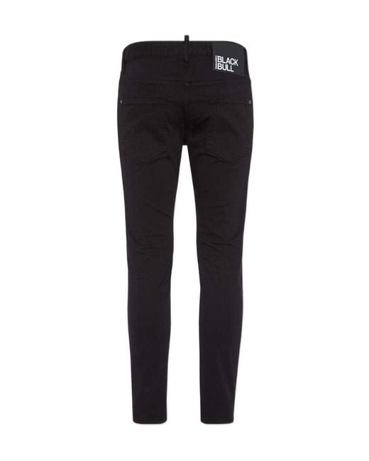 DSquared² Black Skater Logo Patch Skinny Jeans for men