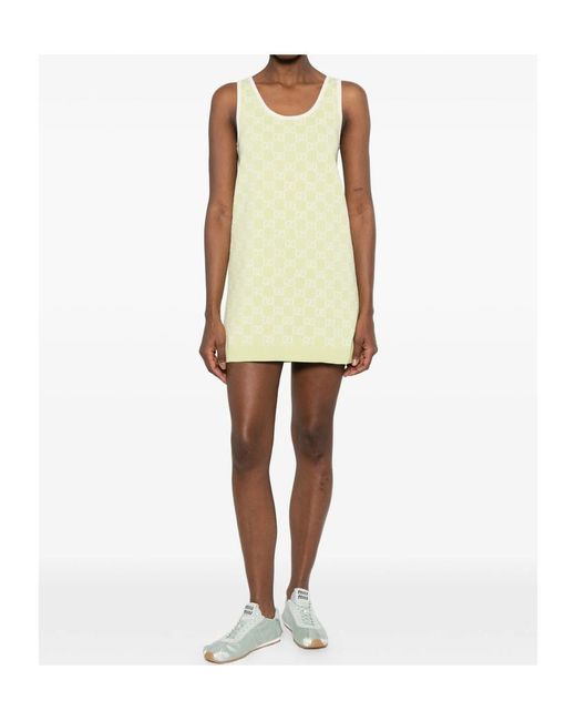 Gucci Green Monogrammed Intarsia Sleeveless Knit Dress