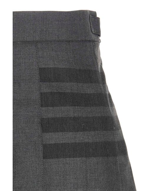 Thom Browne Gray 4 Bar Striped Pleated Mini Skirt
