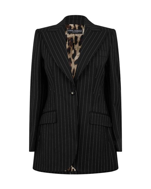 Dolce & Gabbana Black Pinstripe Single-Breasted Blazer