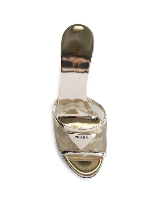 Prada Metallic Open-Toe High-Heeled Sandals