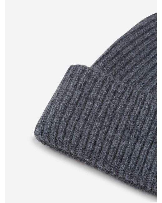 Fedeli Blue Cashmere Knitted Hat for men