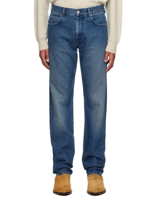 Isabel Marant Blue Logo-Patch Straight-Leg Jeans for men