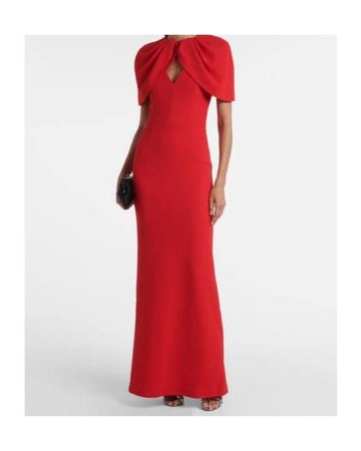 Rebecca Vallance Red Cameron Caped Crêpe Gown