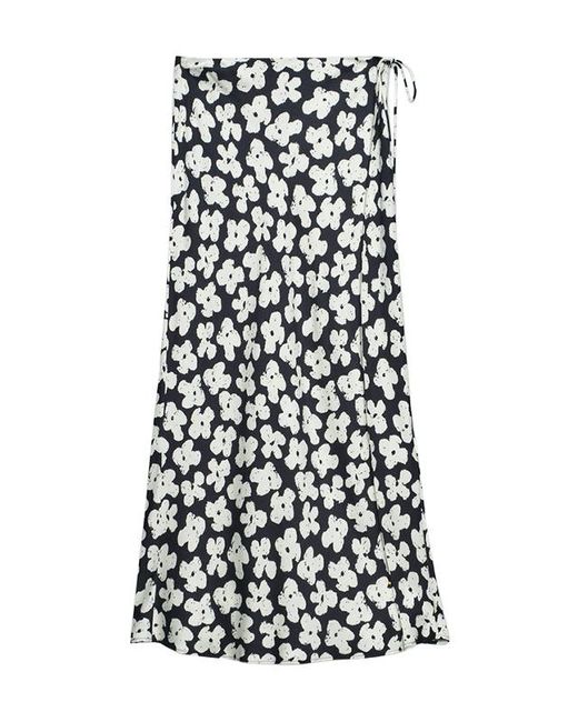 MSGM White Floral-Print Midi Skirt