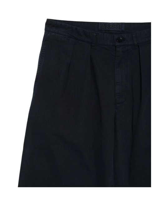 Aspesi Blue Pleated Details Casual Pants for men