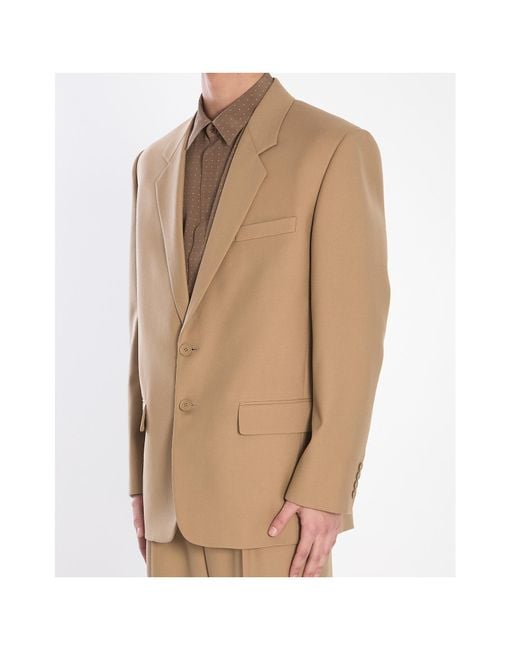 Saint Laurent Natural Single-Breasted Long-Sleeved Jacket for men