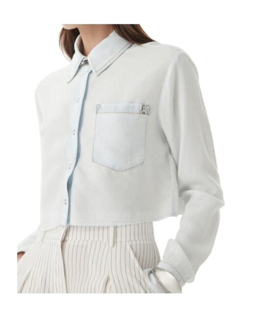 Patrizia Pepe White Buttoned Cropped Shirt