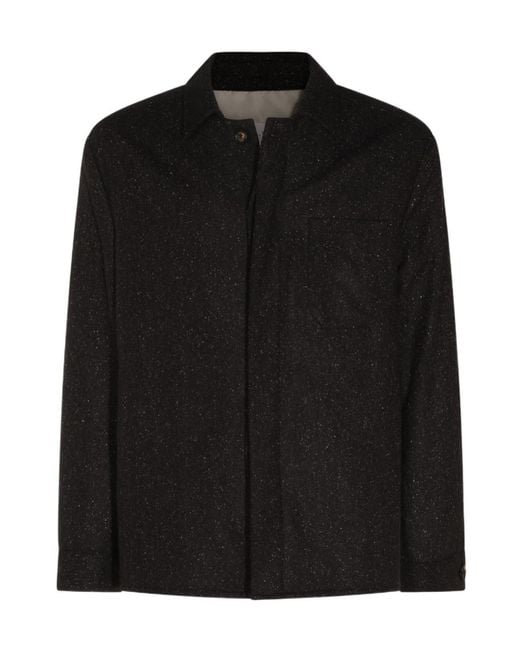 Eleventy Black Speckled Shirt Jacket for men