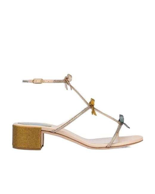 Rene Caovilla Metallic Caterina Bow-Embellished Sandals