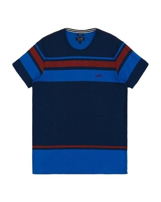 Armani Jeans Blue Round Collar Logo T-Shirt for men