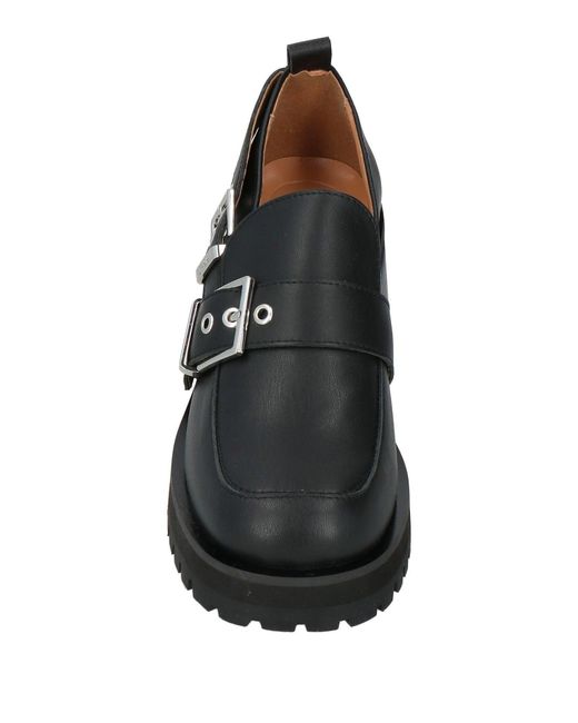 Ganni Black Round-Toe Block-Heel Loafers