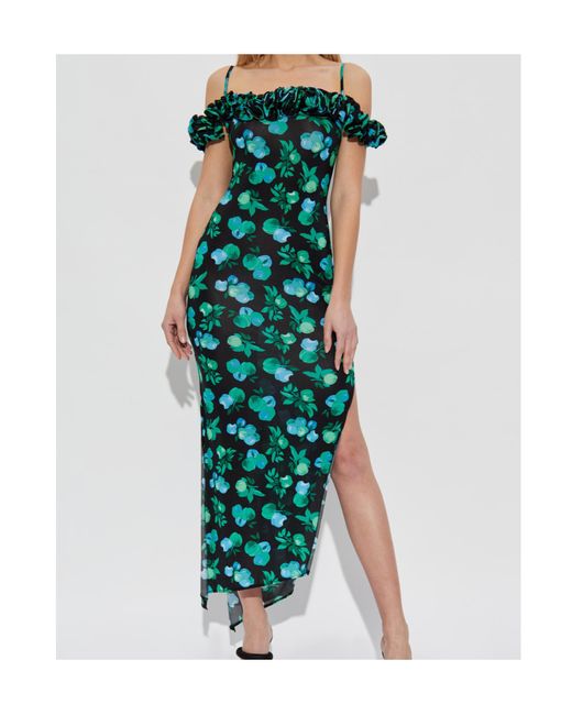 Coperni Green Ruffle-Detail Midi Dress