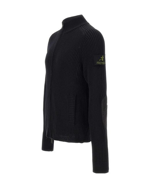 Premiata Blue Ribbed Zip-Up Cardigan for men
