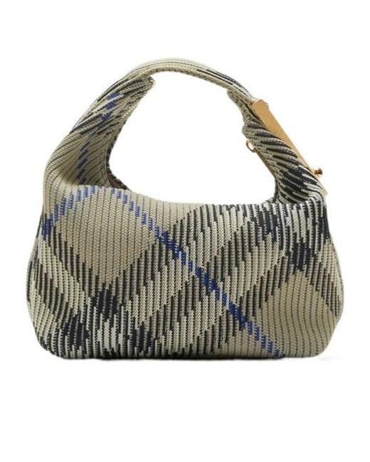 Burberry Metallic Mini Peg Checked Top Handle Bag