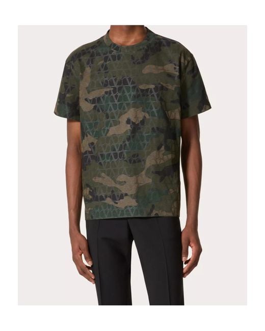 Valentino Green All-Over Logo Patterned Crewneck T-Shirt for men
