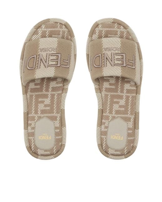 Fendi Multicolor Sunshine Denim-Effect Jacquard Platform Slides
