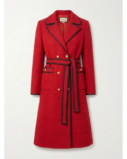 Gucci Red Double Breasted Belted Waist Coat