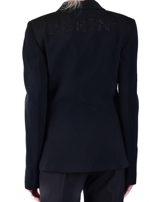 Philipp Plein Black Notched-Lapels Single-Breasted Blazer