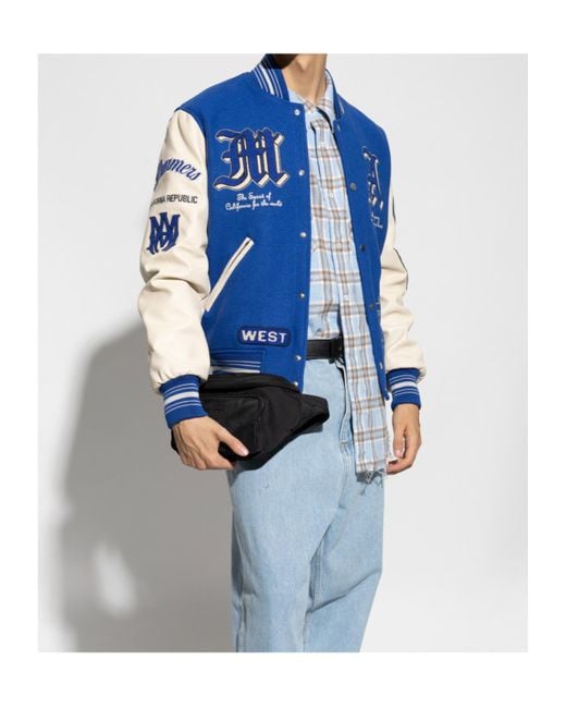 Amiri Blue Logo Embroidered Dream Team Varsity Jacket for men