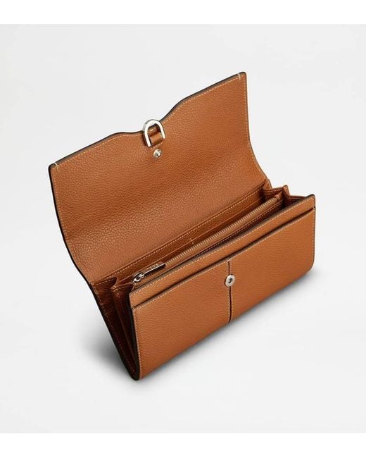 Tod's Brown Logo Debossed Clutch Bag