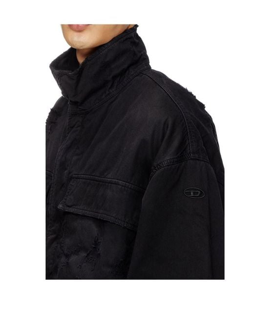 DIESEL Blue J-Oise Turn-Up Cuff Distressed Jacket for men