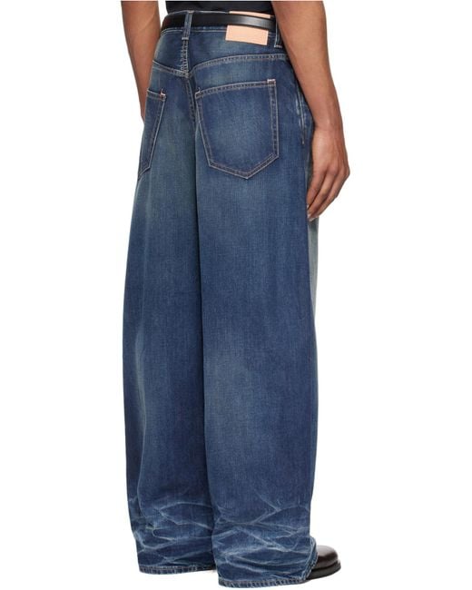 Acne Blue Mid Waist Baggy Jeans for men