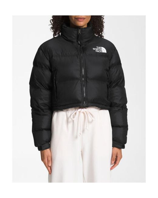 The North Face Blue Nuptse Cropped Padded Jacket