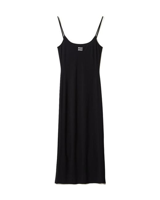 Miu Miu Black Logo-Detailed Sleeveless Dress