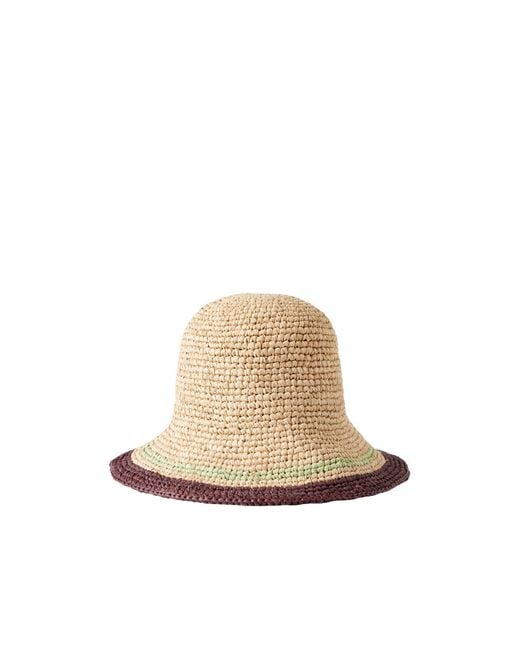 Zimmermann White Striped Raffia Bucket Hat