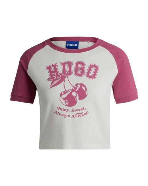 Boss Pink Loose Cropped Tshirt